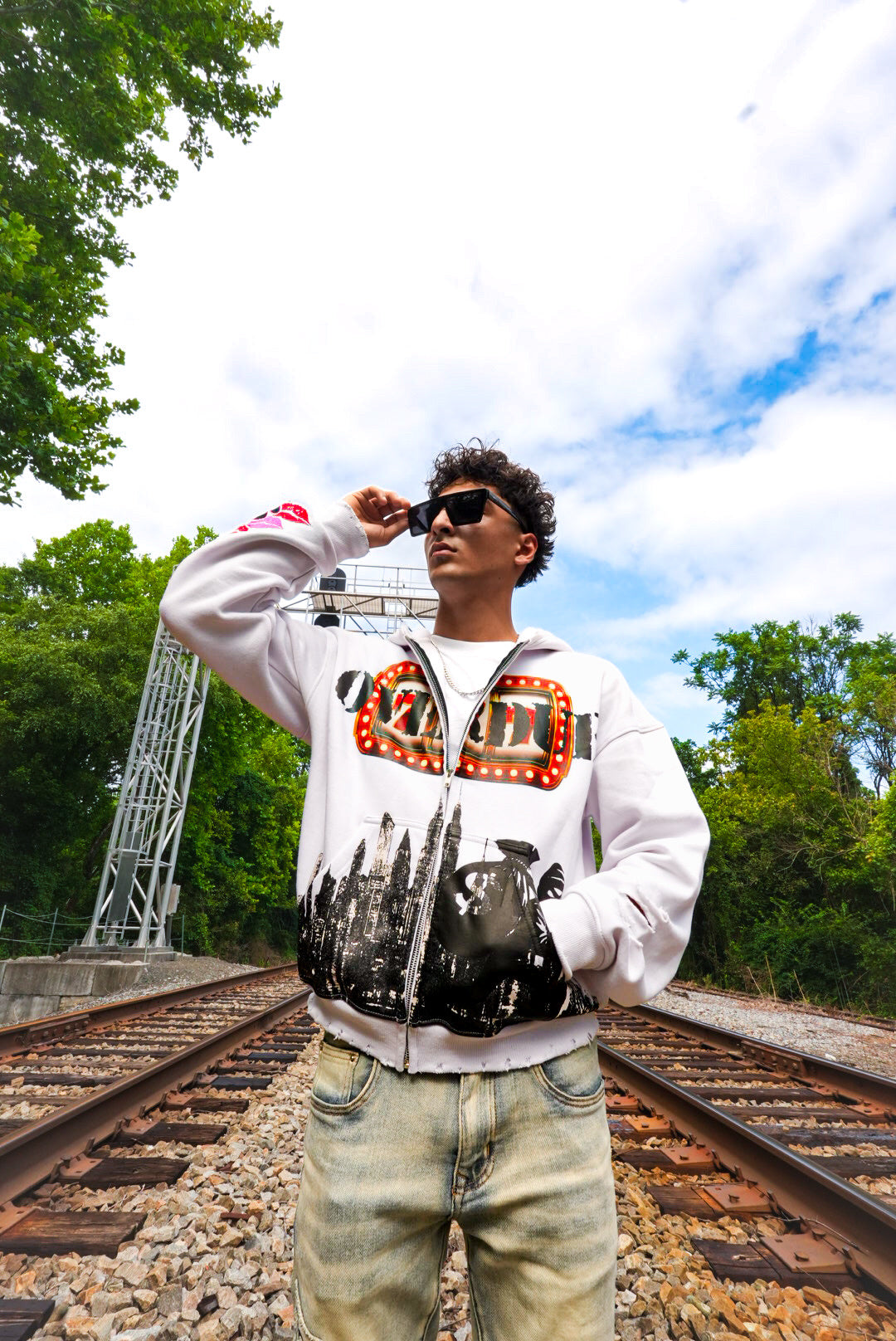 OVERDUE Zip-Up Hoodie (White)⁠